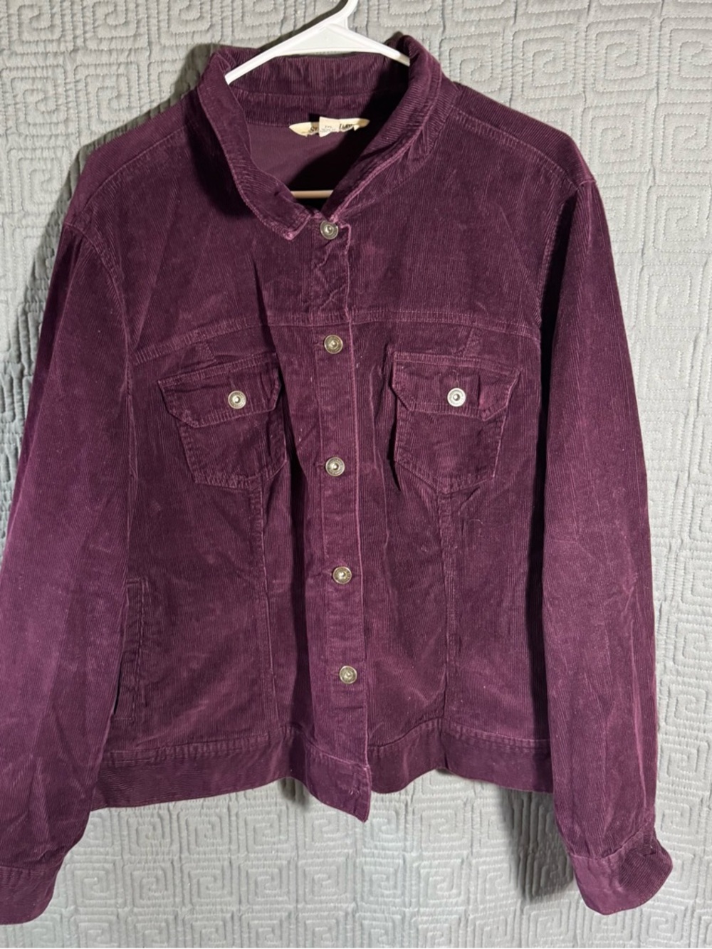 St. John’s Bay Jacket Women’s 2x Purple Corduroy Cotton Blend Pockets